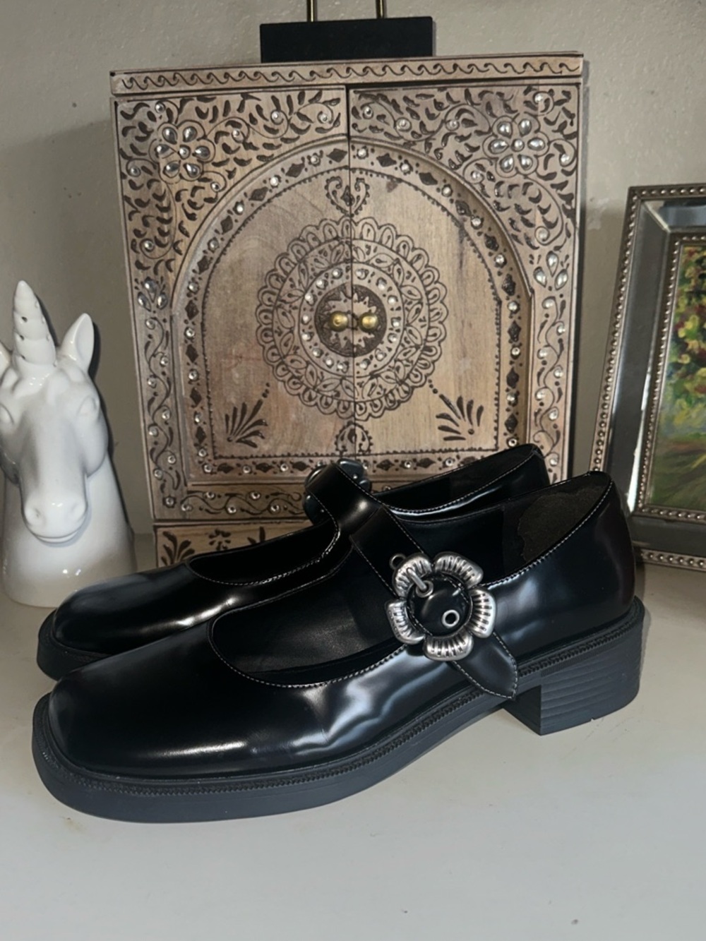 COACH Tea Rose 🌹 Leather Mary Janes SZ 10 - Picture 2 of 6